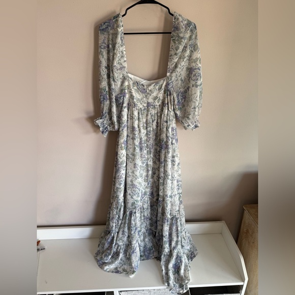 Storia White Ruffled Tiered Sundress with Bishop Sleeves - Picture 3 of 3